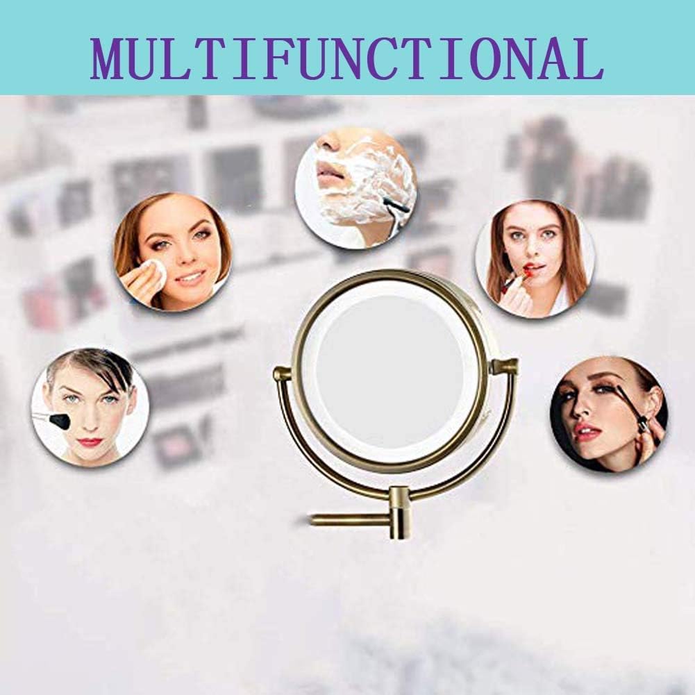 10X Magnifying Wall Mounted Makeup Mirror, 8In Magnification Makeup Mirror Adjustable 360° Swivel Extendable Cosmetic Vanity Mirror Mirrors for Bathroom Vanity,Black,hardwire(Black,Hardwire)