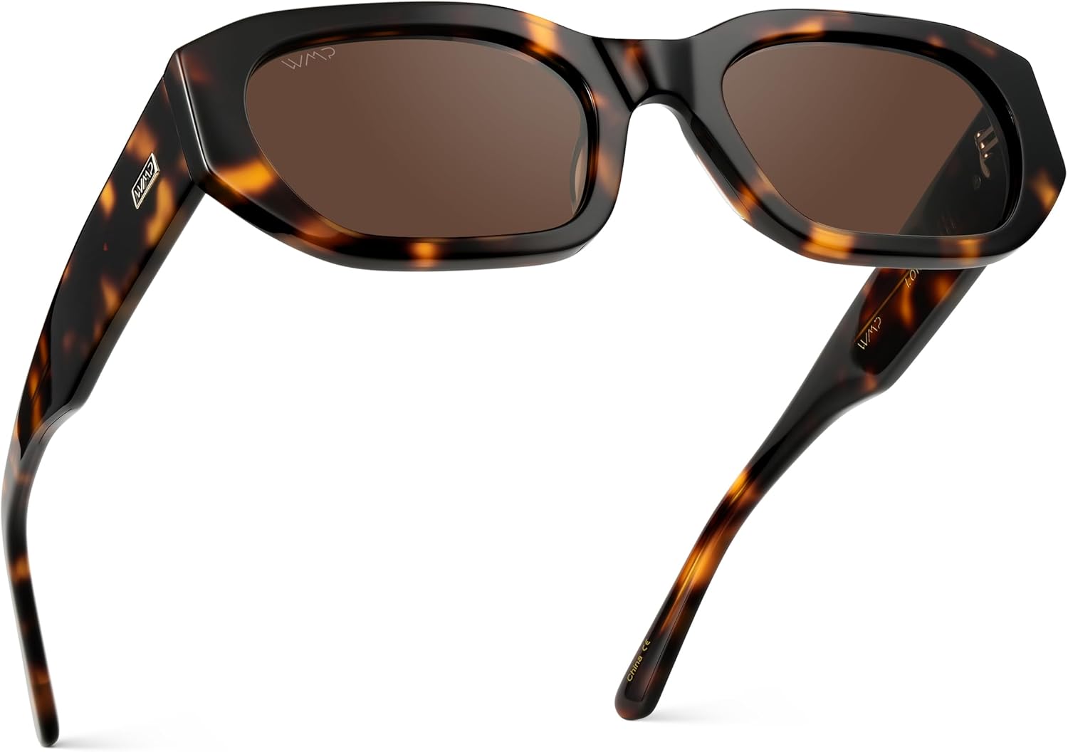 WearMe Pro - Women's Chunky Narrow Rectangular Sunglasses - Polarized, Lightweight Acetate, 100% UV Protection