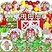 212 PCs Farm Birthday Party Supplies, Fiesec Barnyard Farm Animal Party Decorations Backdrop Balloon Garland Banner Tablecloth Cake Topper Plate Napkin Cup Straw Knife Spoon Fork Red Yellow
