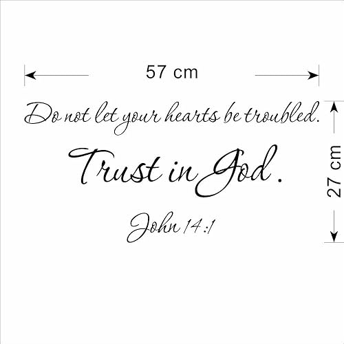 Miniatura 2 de Negro 22" X 10" No dejes que tus corazones se turbulenten. Confía en Dios. Mural artístico para el hogar John 141