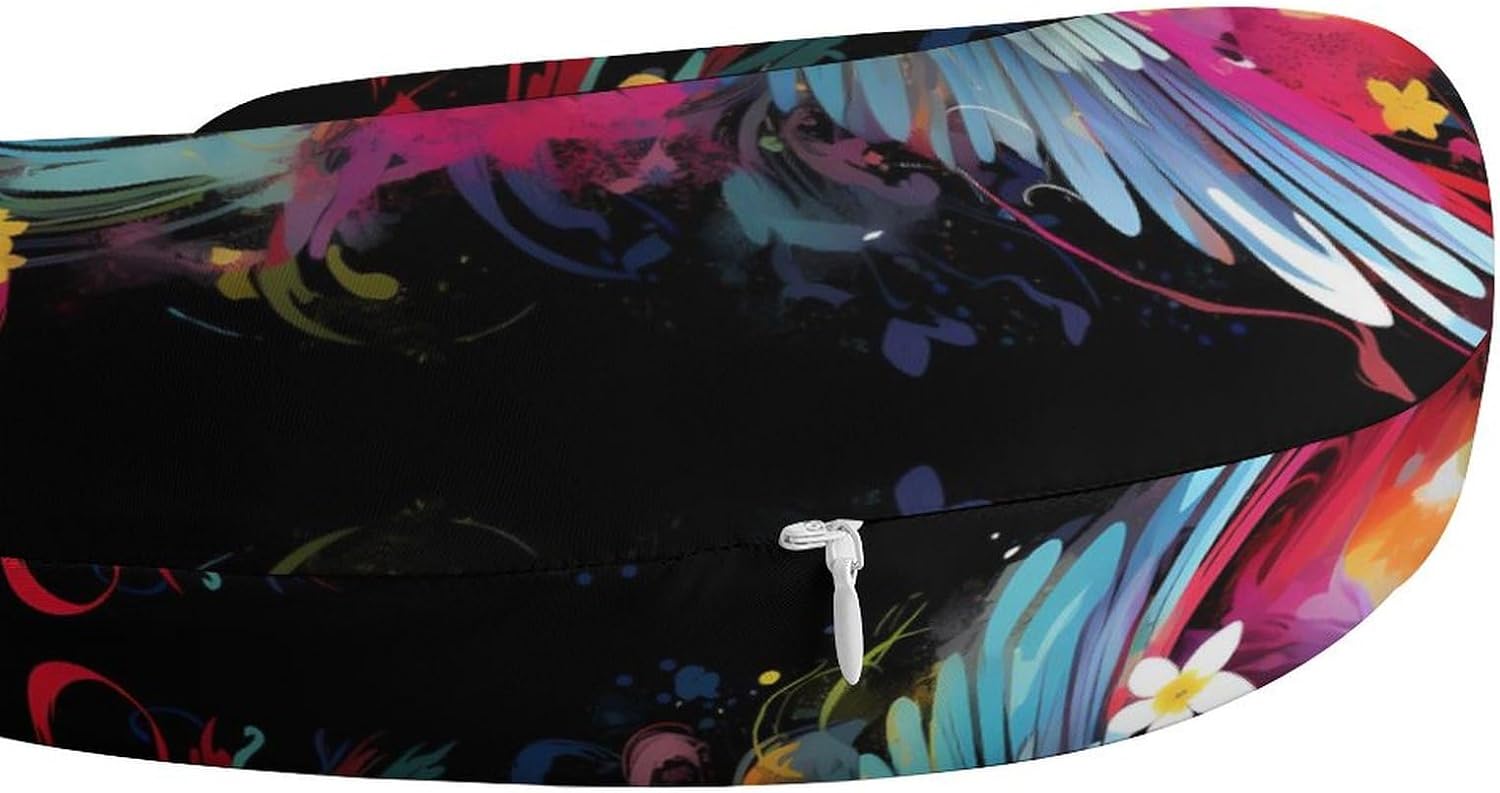 Watercolor Guitar with Wings U Shaped Neck Pillow Portable Travel Airplane Headrest Pillow Lightweight Support Pillow Cushion