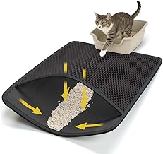 Conlun Cat Litter Mat Litter Tray Mat, Honeycomb Double Layer Design, Urine and Waterproof Material (60 x 46 cm,Black)