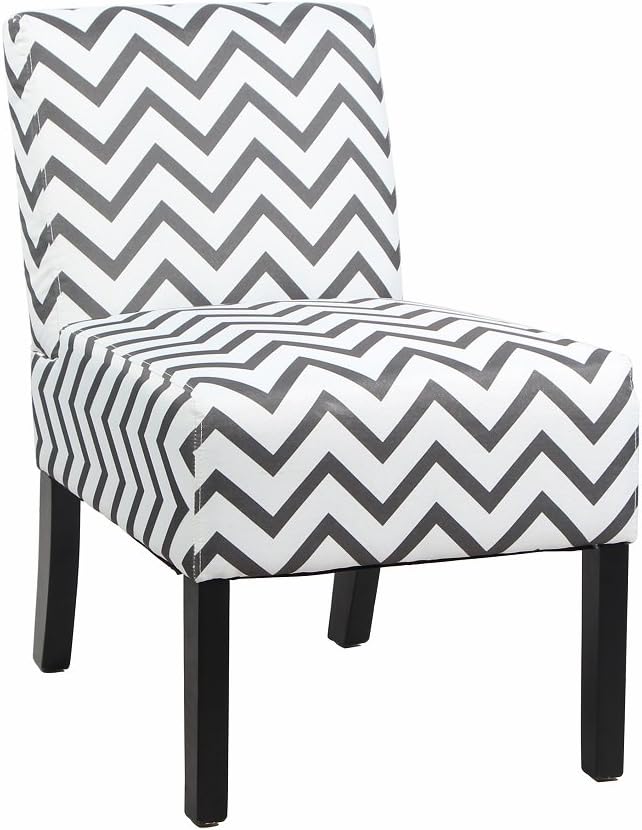 Modern Accent Chair Contemporary Upholstered Armless Chair with Solid Wood Legs, Leisure Living Room Single Couch, White and Black
