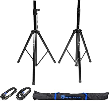Rockville RSG12.4 12 Passive PA Speakers 2-Pack with Stands and Cables