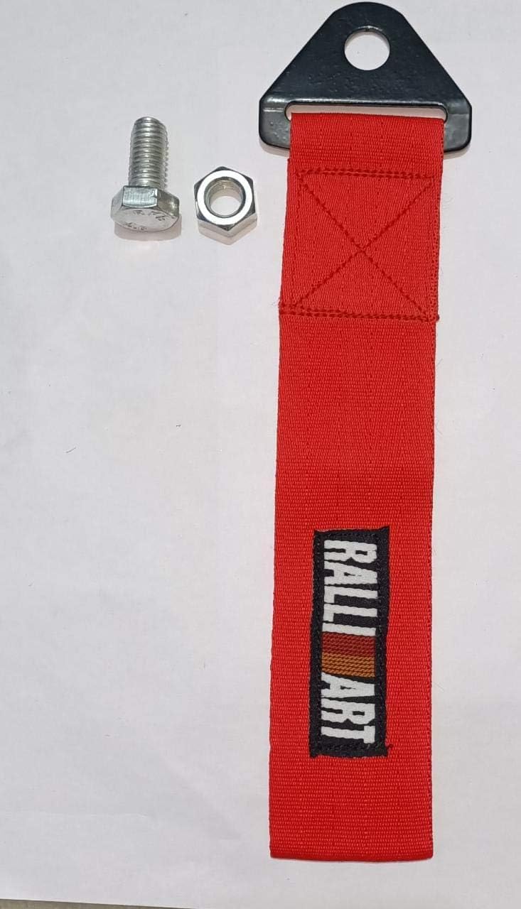 AUTO MT RED RALLYART Tow Belt & Strap || RALLYART Premium RED Universal Front & Rear Tow Strap/Tow Hook Towing Belt (Nylon, 1000 kg Pull Capacity)