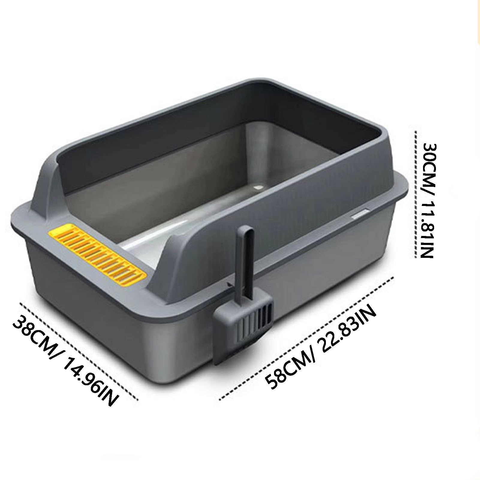 Caja de para Gatos Semicerrada, Acero Inoxidable Pequeña | Construcción de acero inoxidable antioxidante, diseño a prueba de salpicaduras de lados altos, control de olores