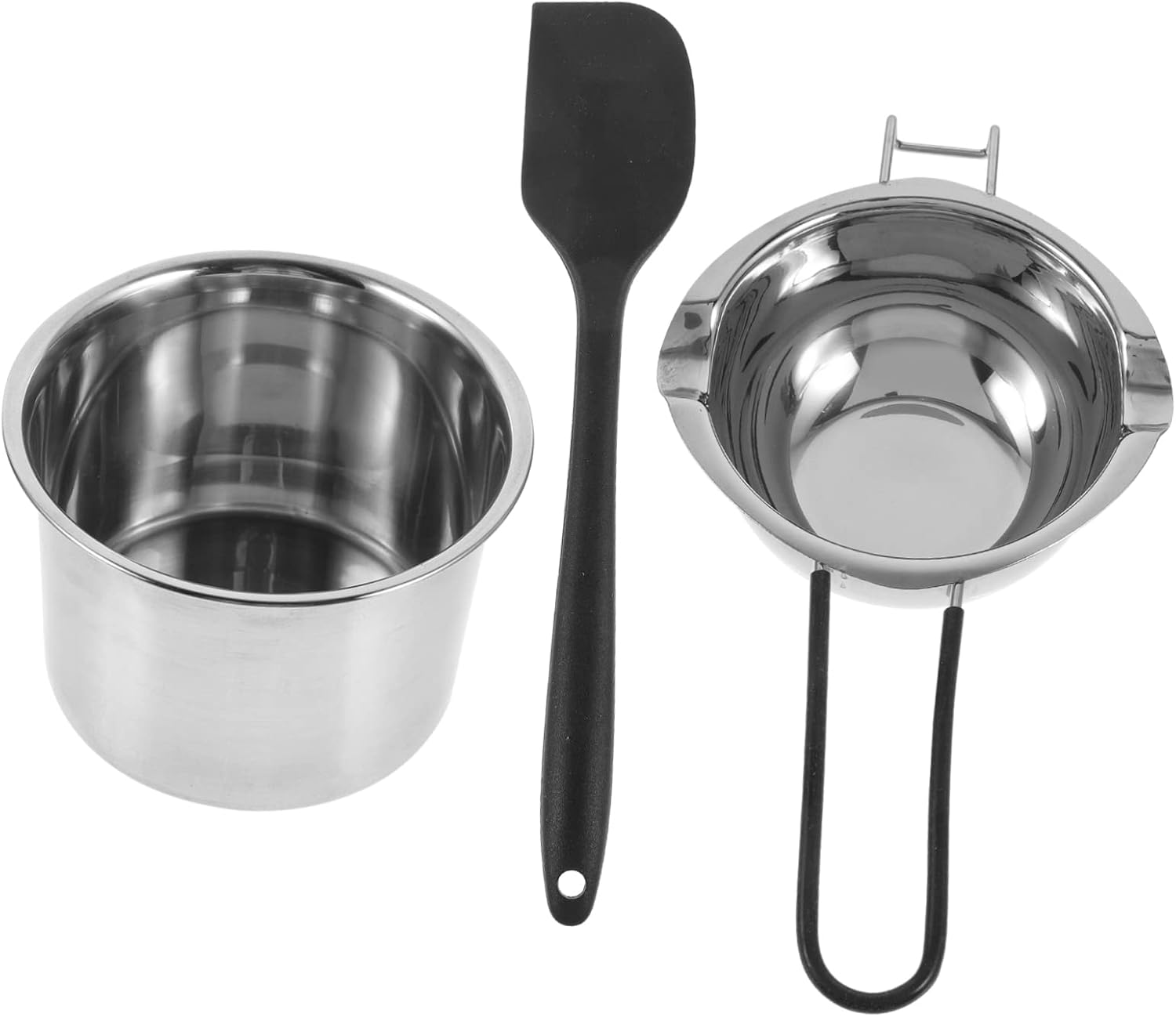 VALICLUD 1set Stainless Steel Chocolate Melting Pot Double Boiler Candy Melting Bowl for Cheese Oil and Milk Heating Lightweight Pot with Spatula for Baking and Outdoor Picnics