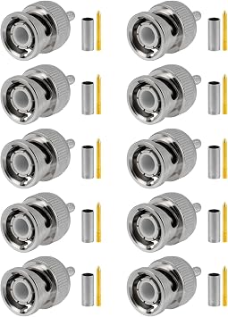 10 PCS BNC Connectors 50 Ohm BNC Crimp Male Connector for RG316 RG174 RF Coax Cable