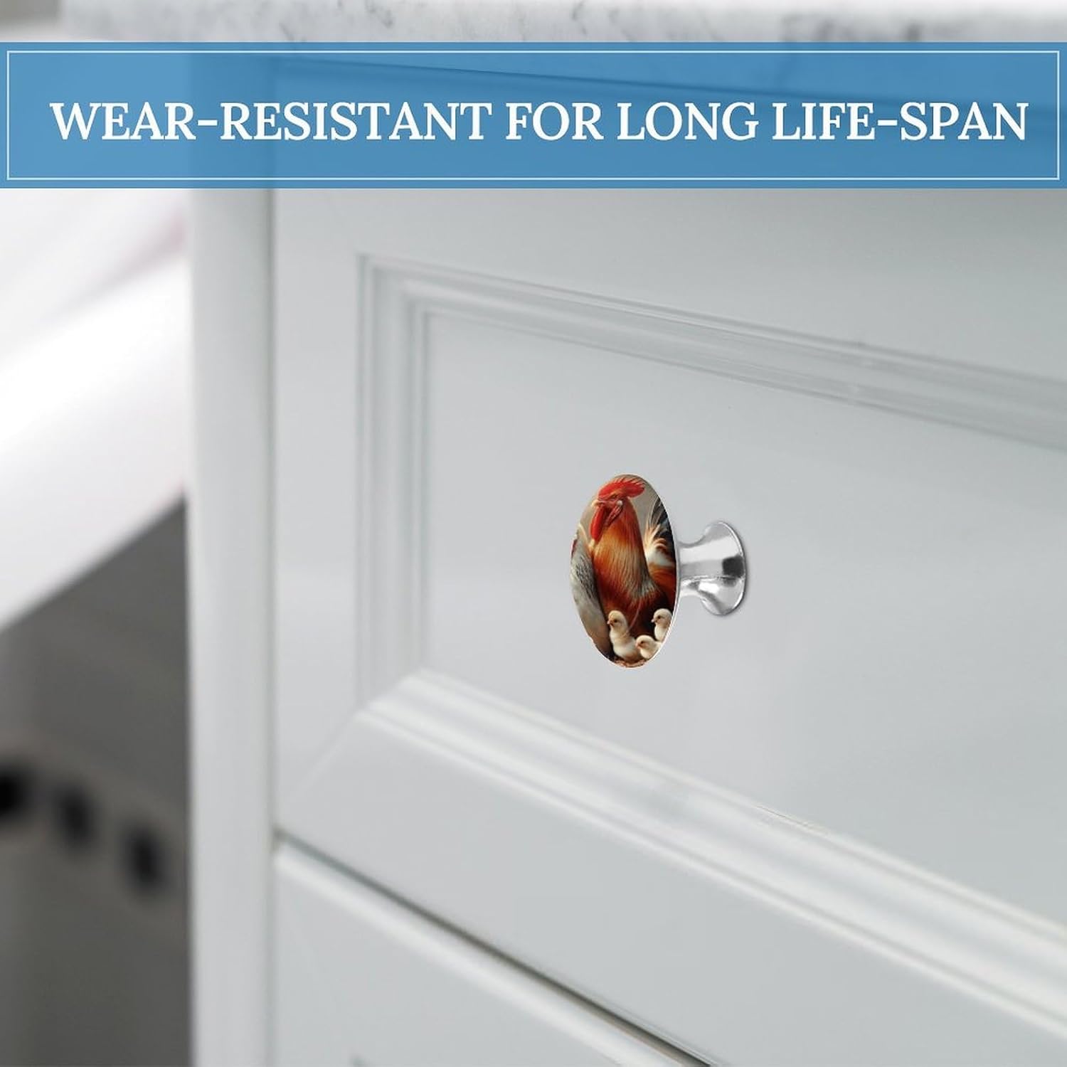 2 Pack A Family of Chickens Cabinet Knobs Pull Round Drawer Knobs image 5