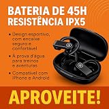 Fone de Ouvido Bluetooth 5.4, IPX5 à Prova D'Água, 45h de Bateria, Com Microfone Embutido. Design Esportivo Ergonômico Ideal Para Esportes Corridas Atividades Físicas Videogame IPhone Android Pre — imagem 4