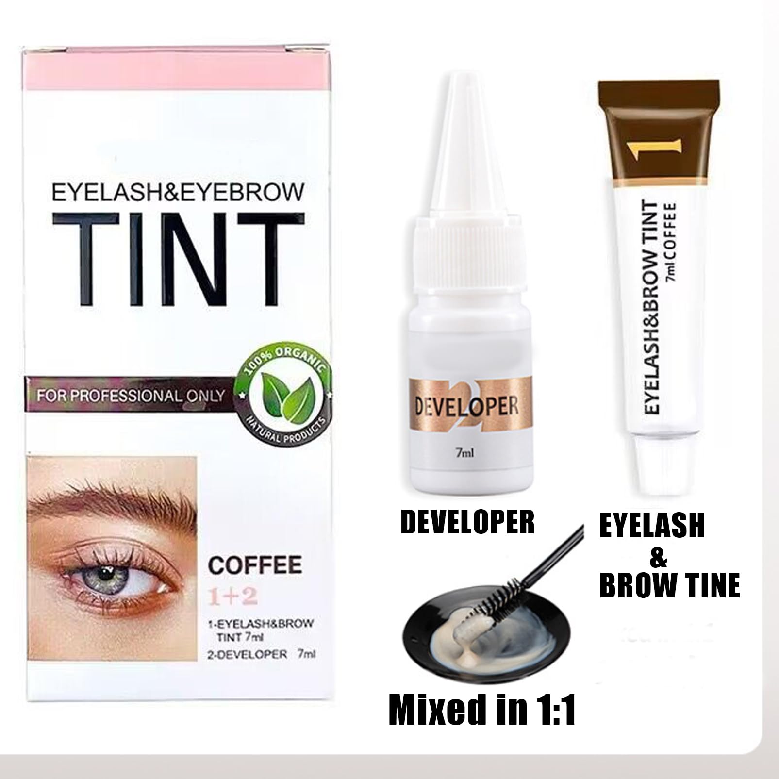 Eyelash and Eyebrow Tint Kit - Light Brown, Waterproof, Long Lasting - 2 in 1 Brow and Lash Dye - Natural Shaping Kit - Lasts Up to 4 Weeks