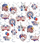 PatiCool 30 PCS 4th of July Hanging Swirl, 4th of July Decorations, Patriotic Shinny Foil Ceiling...