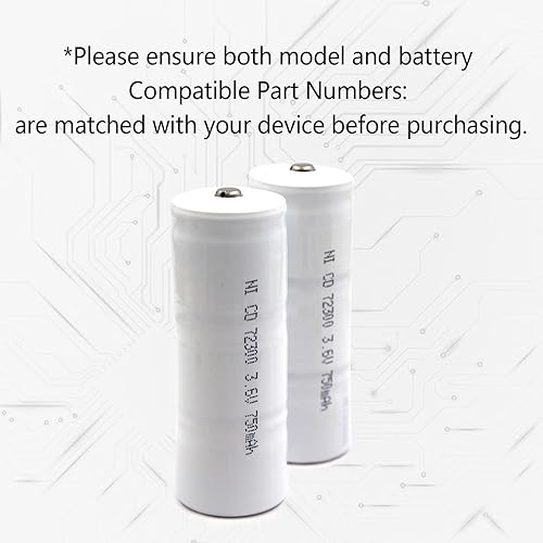 Miniatura 5 de Paquete de 2 baterías de repuesto Ni-CD de 3.6 V para Lombart 72300L Mega Batteries 13969 O'Donnell 7334 Powertron N1052 R&D 5224 Unipower B10344