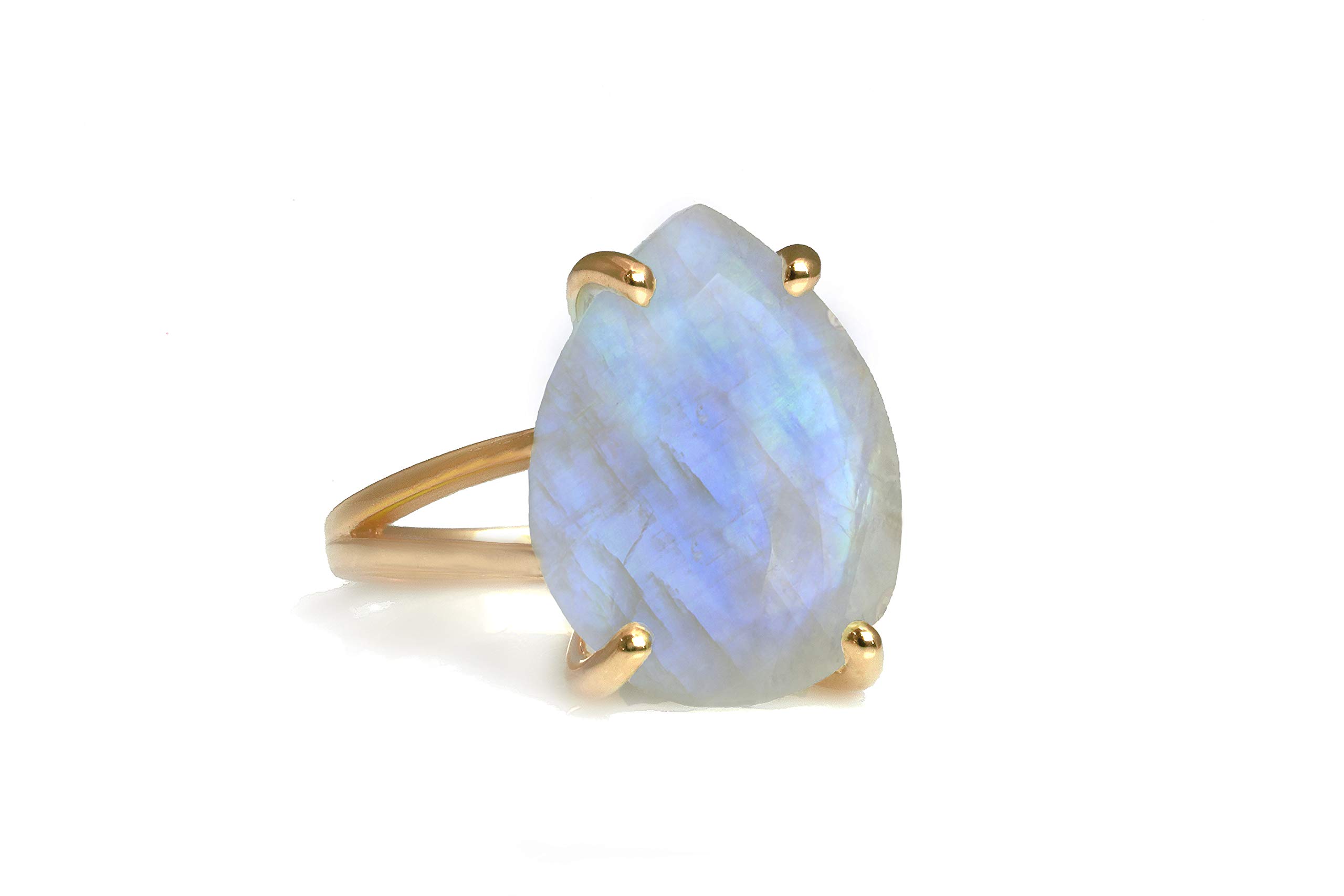 Anillo de Piedra Lunar de Color Cambiante en Plata de Ley 925 - Anillo de Piedra Lunar Moderno para Bodas, Cumpleaños y Eventos Informales