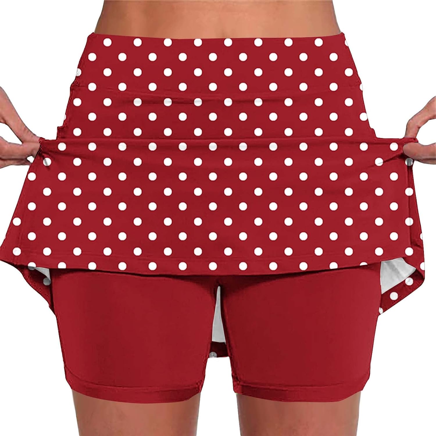 Women's Polka Dot Skort with Built in Shorts High Waisted Athletic Casual Summer Shorts Travel Tennis Golf Outfits