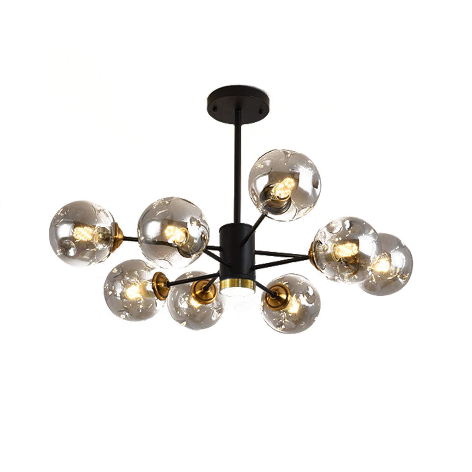 CZYLJLK 12-Light Glass Globe Sputnik Mid-Century Modern Black and Gold Ceiling Light Fixture Vintage Hanging Pendant for Living Room Farmhouse Dining Room-Black 1 8t