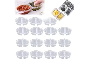 15 Double Compartment Condiment Containers with Lids, 1 Compartment Snack Containers, 2...