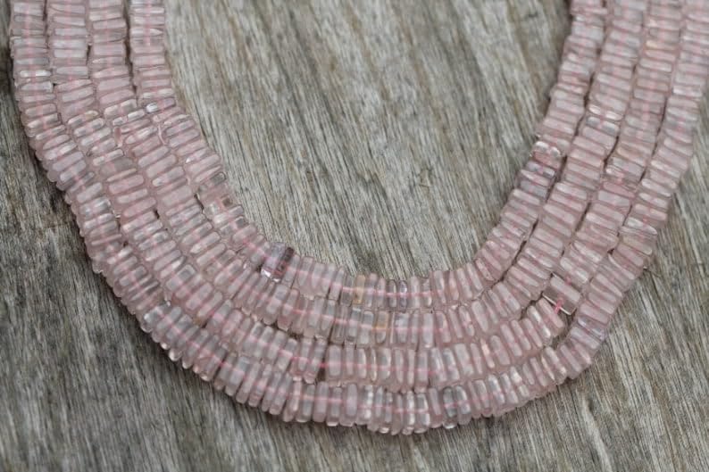 Perles lisses en quartz rose naturel heishi pour concevoir un bijou plein de douceur