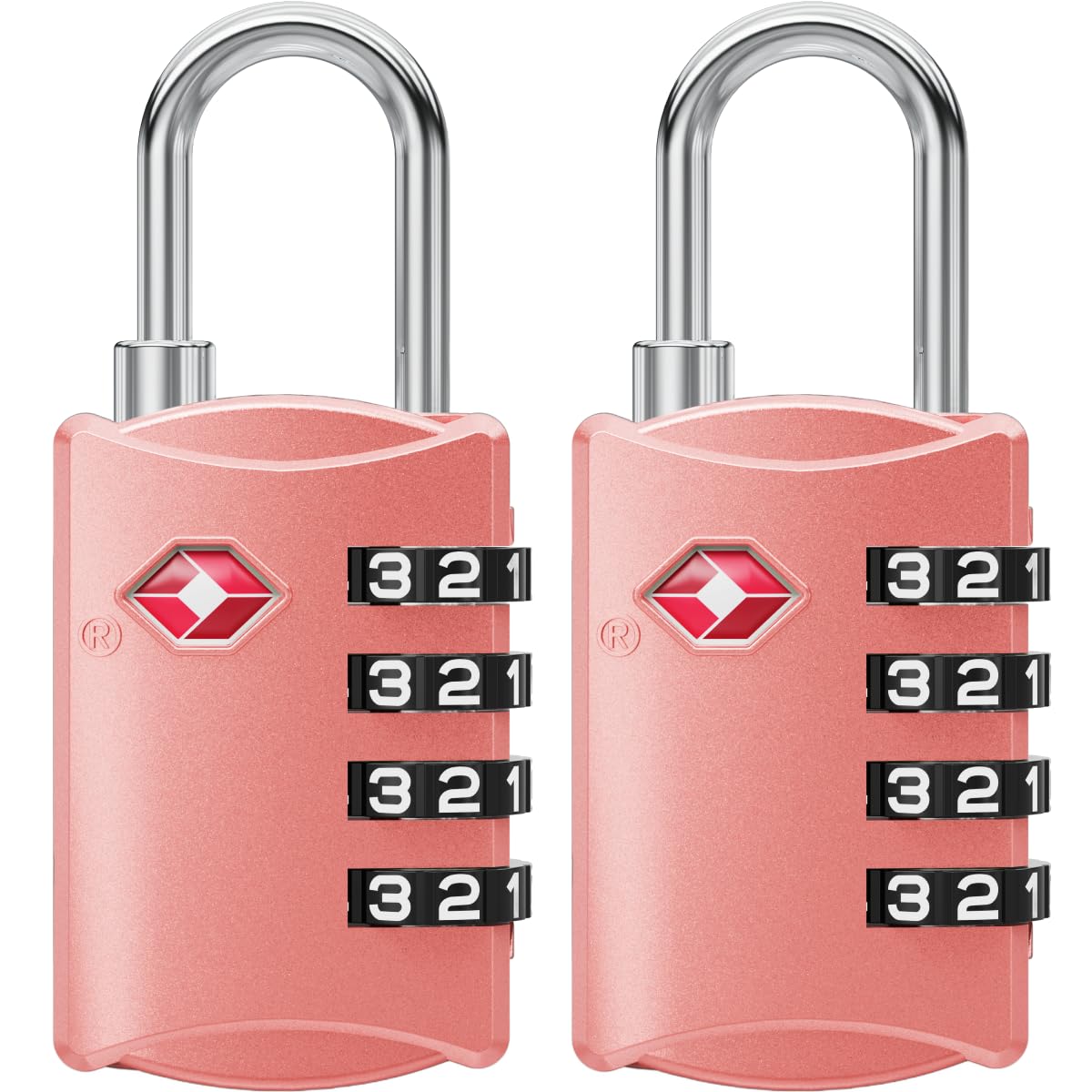 Novlock Pink Tsa Approved Luggage Locks – Suitcase Padlock With 4-Digit Security – Tsa Travel Padlocks For Suitcases, Backpacks, Cases, Bags – 2-Pack,