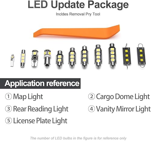 Miniatura 8 de Kit de bombillas LED blancas de 7 piezas para Nissan Armada 2004 2005 2006 2007 2008 2009 2010 2011 2012 2013 2014 2015 Super brillante 6000K blanco