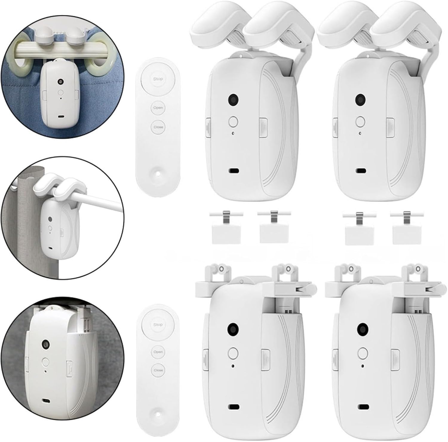 Smart Automatic Curtain Opener, Remote Controlled Electric Curtain Opener, Upgraded High-Performance Curtain Robot Motor with Remote Control Only, Electric Curtain Opener Roman Rod/TU(1PC Roman pole)