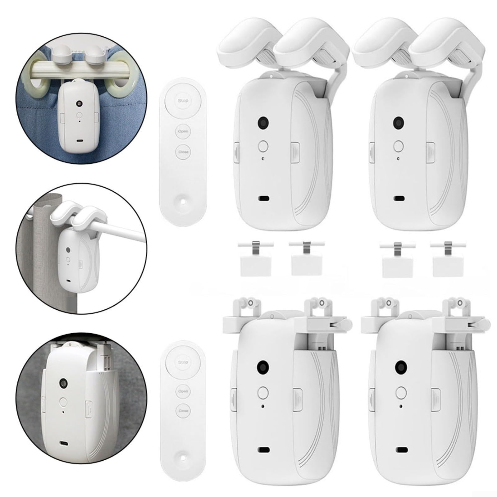 Smart Automatic Curtain Opener Remote Controlled Electric Curtain Opener Upgraded High-Performance Curtain Robot Motor with Remote Control Only Electric Curtain Opener Roman Rod/TU(2PC TU)(2PC Roman p