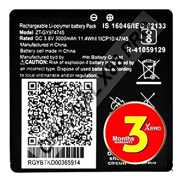 X88 PRO Original Battery Compatible with ZTGY974745 Jiofi 6 4G Jio Wireless Router JMR815 JMR1040 Reliance jiofi6 WiFi 4g hotsopt Router ZTGY974745 (3000mAh) Battery (3 Months Warranty).