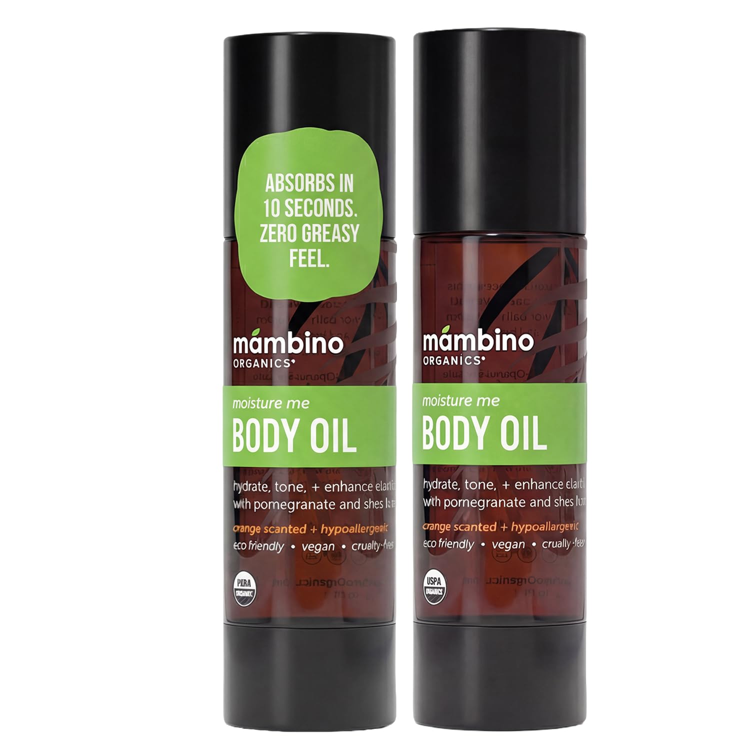 Mambino Organics Moisture Me Body Oil, Skincare Essential, Shea Butter Infused, Fast-Absorbing, Non-Greasy, Soothing Aroma, 2 fl oz, 2-Pack