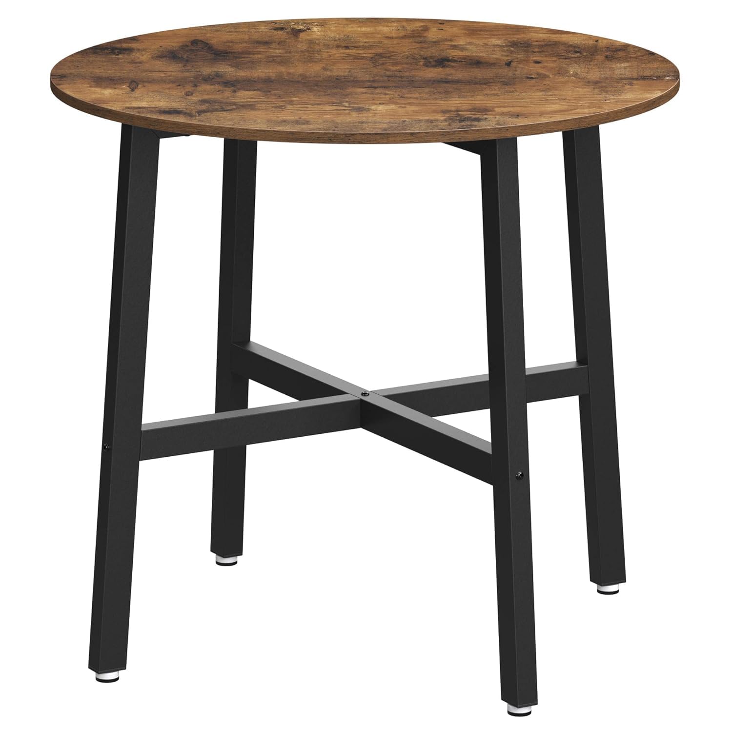 Priti Round Dining Table, Kitchen Table, for Living Room, Office, 31.5 x 29.5 Inches (Dia. x H), Industrial, Rustic Brown and Black-image-2