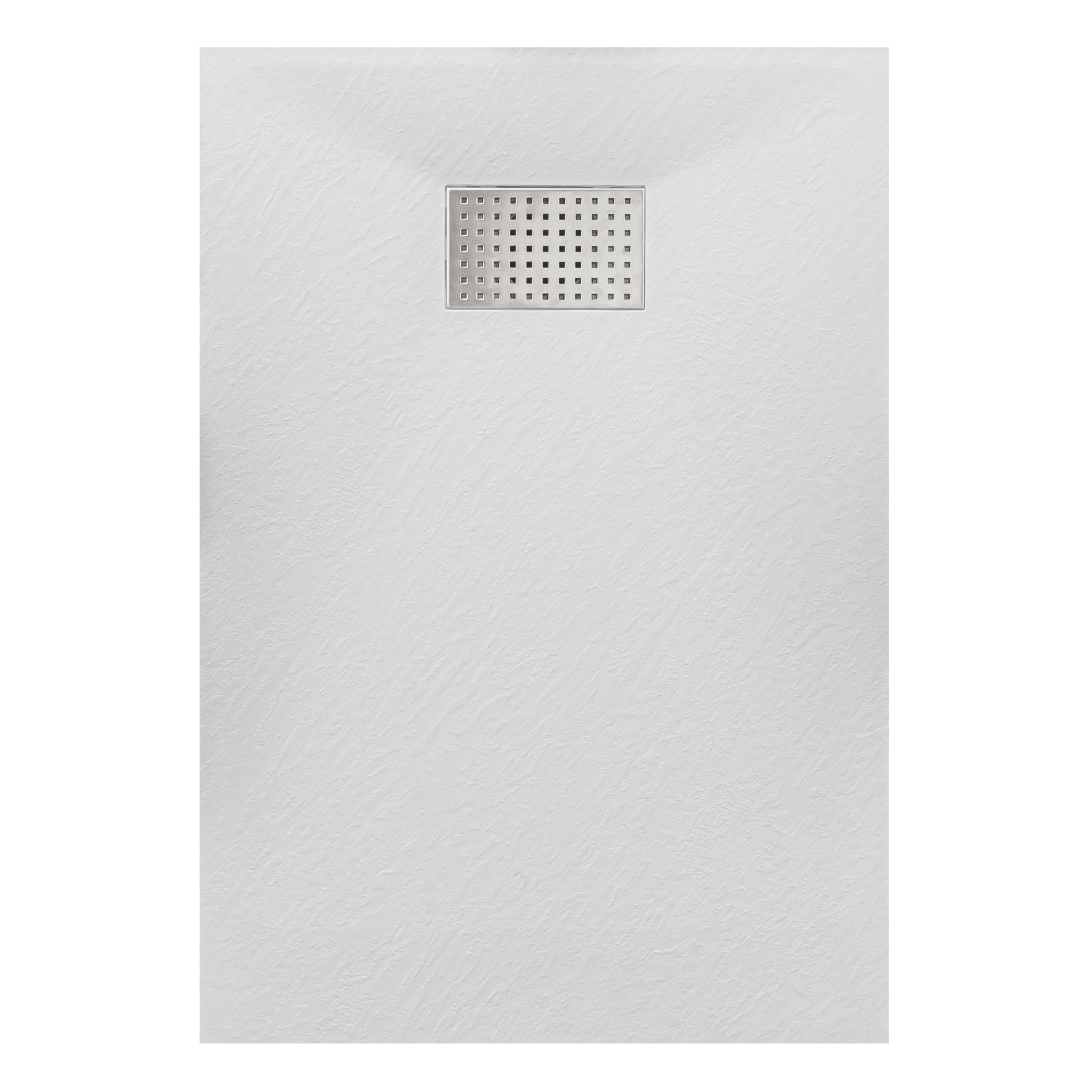 Thermopanel SMC White Shower Trays Base Slate Stone Effect Textured Non Slip with Stainless Steel Drain Cover - 1600 x 900mm