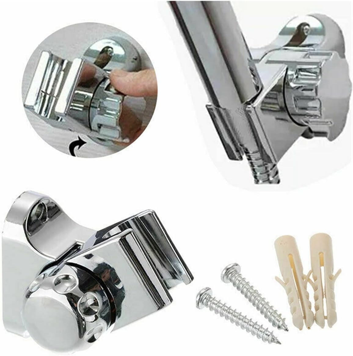 Shower Head Wand Holder, Universal Adjustable Hand Shower Holder Shower Rail Head Holder Mount Shower Head Bracket Shower Pedestal Bathroom Fixtures