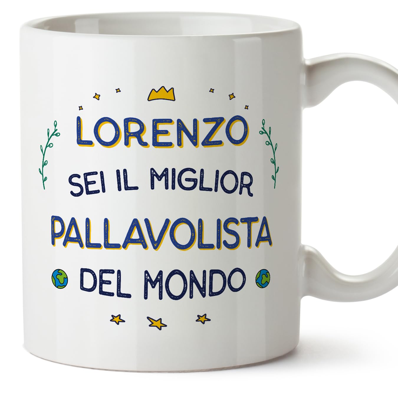 MUGFFINS Personalised Mug for Volleyball Player Man - in Italian - Migliore del Mondo - Funny Custom Gift for Colleagues - Ceramic 11oz Mug