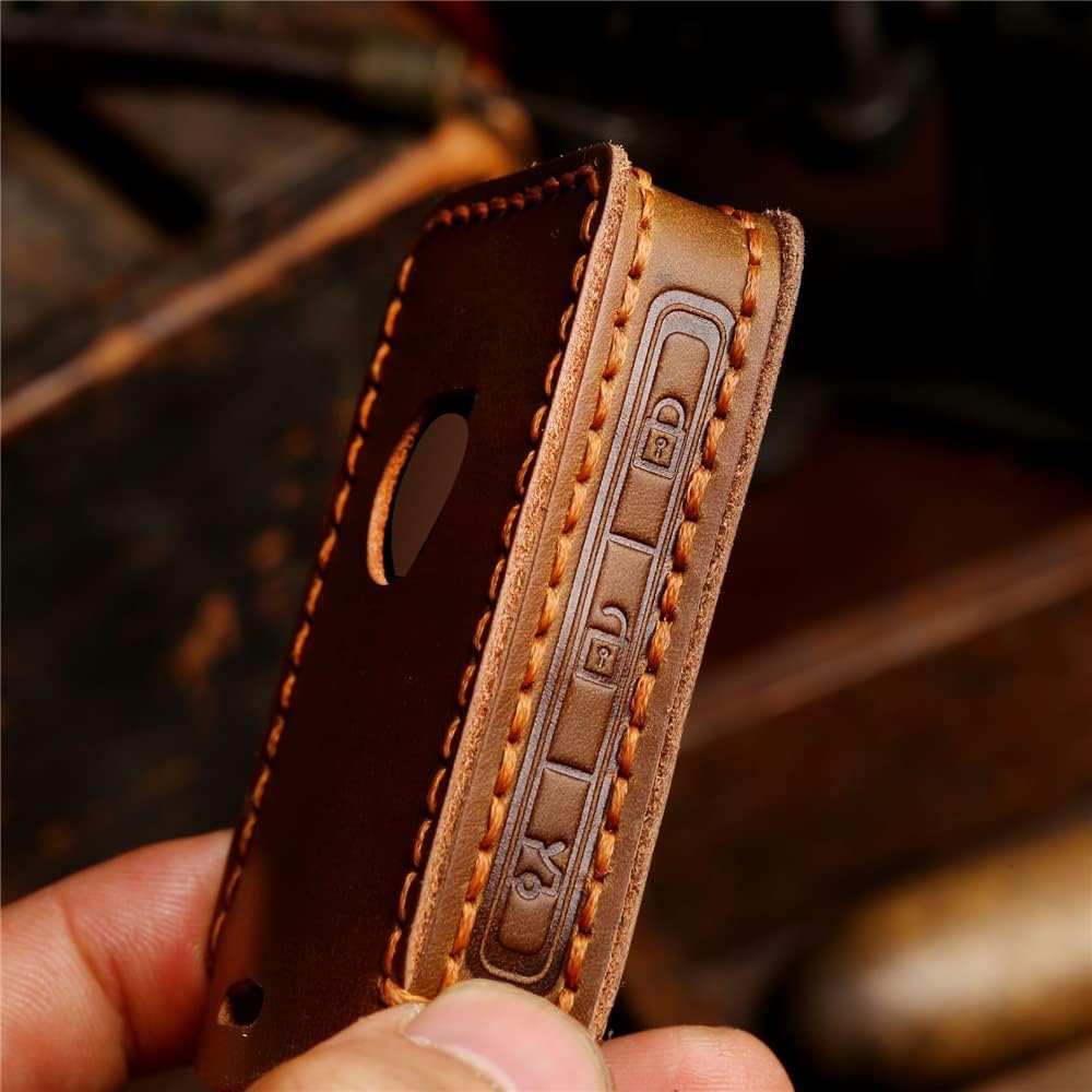 Handmade Leather Key Fob Case Holder Compatible for Volvo XC60 XC90 S90 V90 XC40 T5 T6 T8