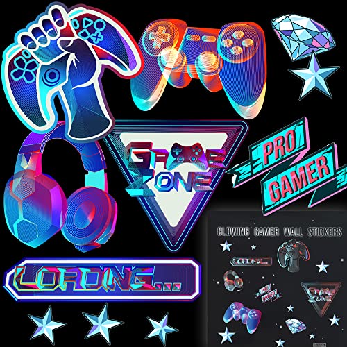 Glow In The Dark Gamer Wall Stickers: Signs, Stars, Dimond's, Controller Video Game Wall Decals Gaming Room Decor,Gift For Kids Boys Girls Men Teen #TOP1