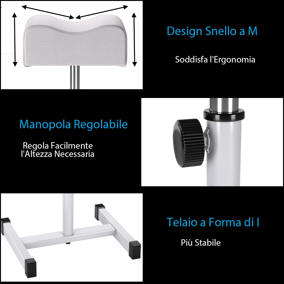 COSTWAY Poggiapiedi Pedicure Manicure, Sgabello Pedicure Estetista Regolabile in Altezza e Cuscino Spesso, Poggiapiedi per per Podologia, Estetista, Fisioterapia (Bianco)