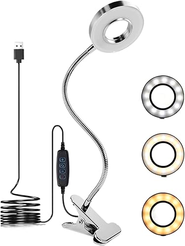 GZKPL - Lámpara de escritorio con abrazadera lámpara de escritorio con clip para manualidades lámpara de lectura flexible con 48 LED y 10 brillo