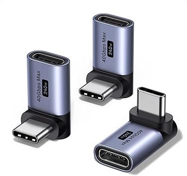 UGREEN 90 Degree USB C Adapter 3 Pack,Right Angle USB C Male to Female Adapter[40Gbps,240W,8K 60Hz] Compatible for Switch 2,Steam Deck,ROG Ally,MacBook,iPhone 17/16,iPad,Thunderbolt 4