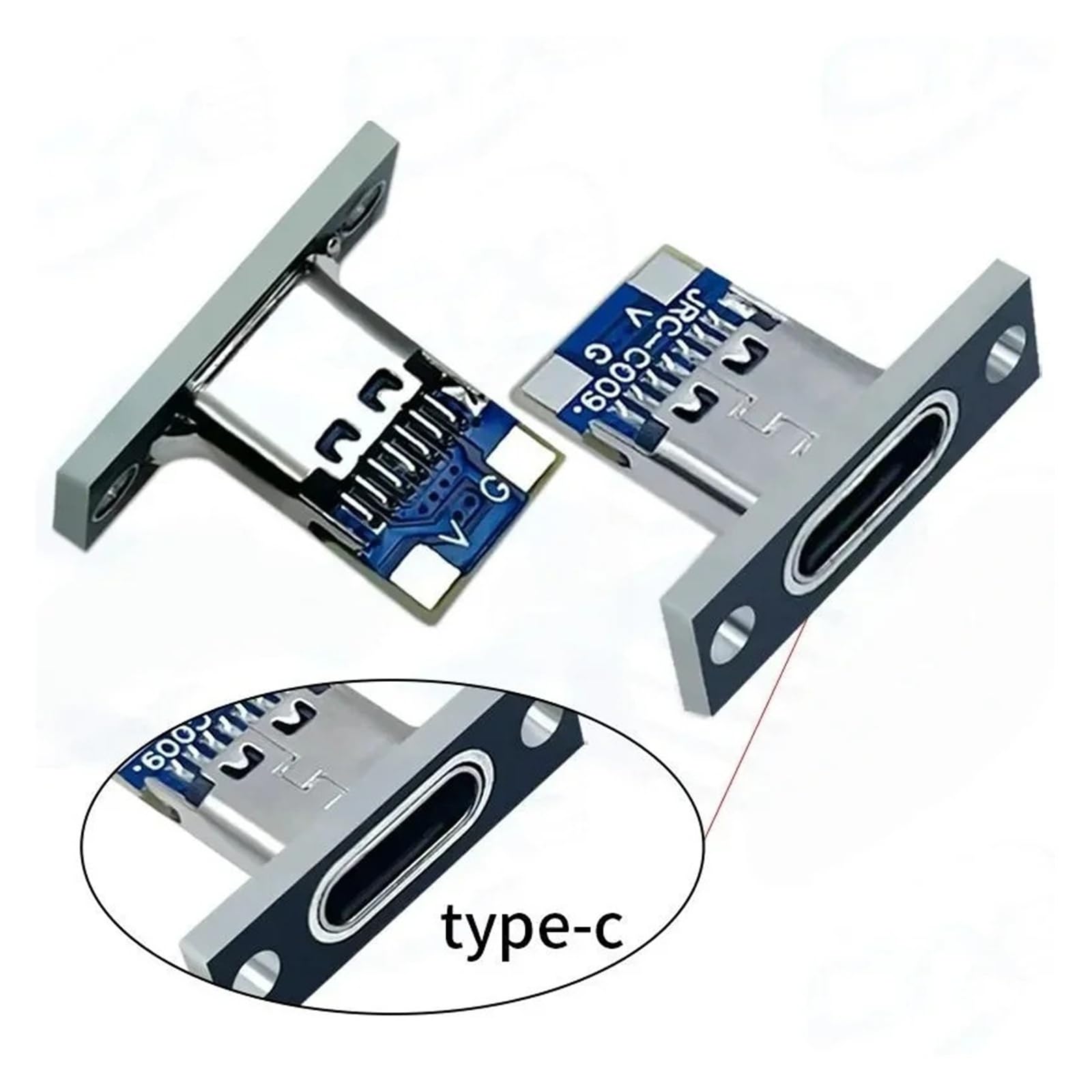 Porta di ricarica USB-C femmina a 2/4 pin con piastra di fissaggio a vite, 5/20 pezzi | 3 piastre, 15 pezzi, 2 pin