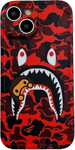 Hoolcase - Funda suave para iPhone 14 Plus 15 Plus para fanáticos de la cara de tiburón, fanáticos de los dientes de tiburón, niñas y niños, funda