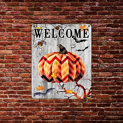 Déco Halloween durable plaque citrouille métal étanche pour extérieur maison - 4