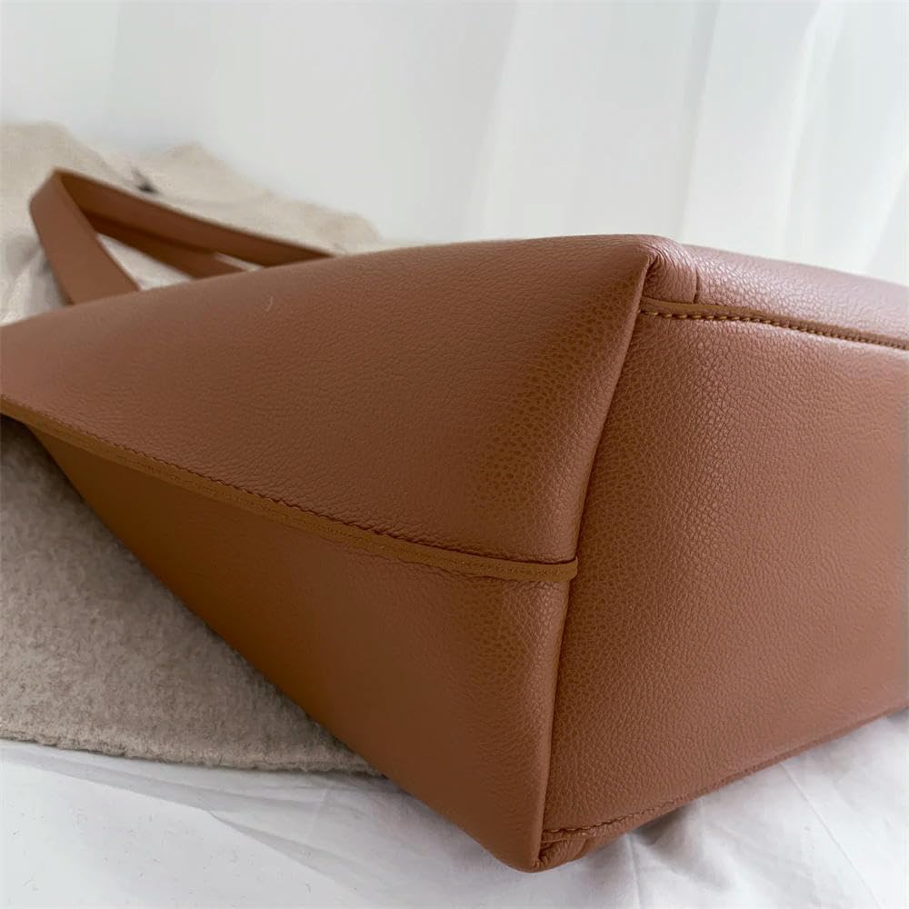 Bolso de Mano Informal de Piel Suave Mujer, de Color Liso, de Gran Capacidad, con un Solo Hombro y Bolsillo Exterior