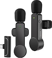 Vista 1 de Paquete de 2 micrófonos Lavalier USB C inalámbrico Lav Mic para teléfono Android Cancelación de ruido Mini micrófono de solapa tipo C para iPhone