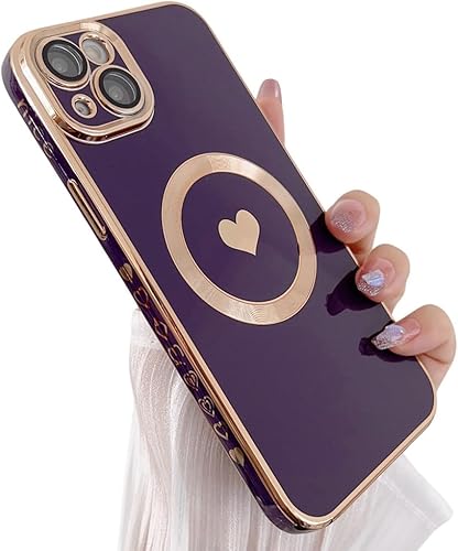 Miniatura 3 de ZinLyuen Diseñada para iPhone 14, compatible con MagSafe protector de lente de cámara integrado, a prueba de golpes, funda magnética de silicona