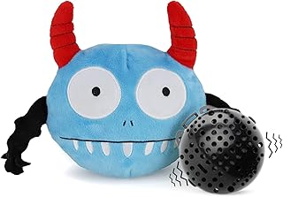 NAMSAN Giggle Plush Dog Toy Interactive Dog Toys Pet Squeaky Toy with Jumping Activation Ball for Dogs Playing (Blue Monster)