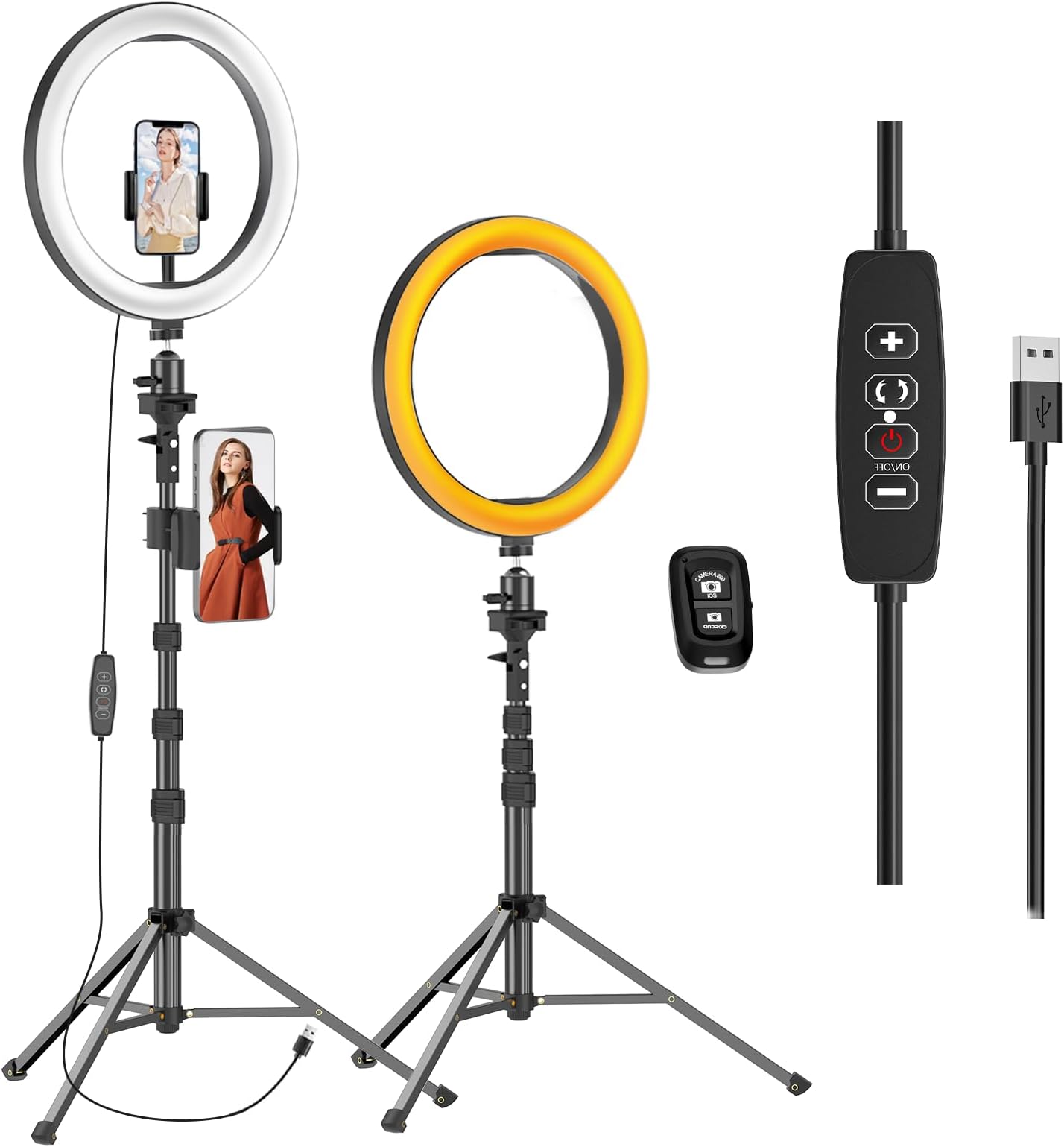 EMART 12" Ring Light with 55" Extendable Tripod Stands and Phone Holder, Dimmable LED Circle Round Light for Selfie Camera Photography/Makeup/YouTube Video/Vlogging/Live Streaming