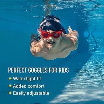 FINIS Nitro Kids Swim Goggles - Ages 5-10 - Soft One-Piece Frame - UV Protection - Adjustable Split Strap