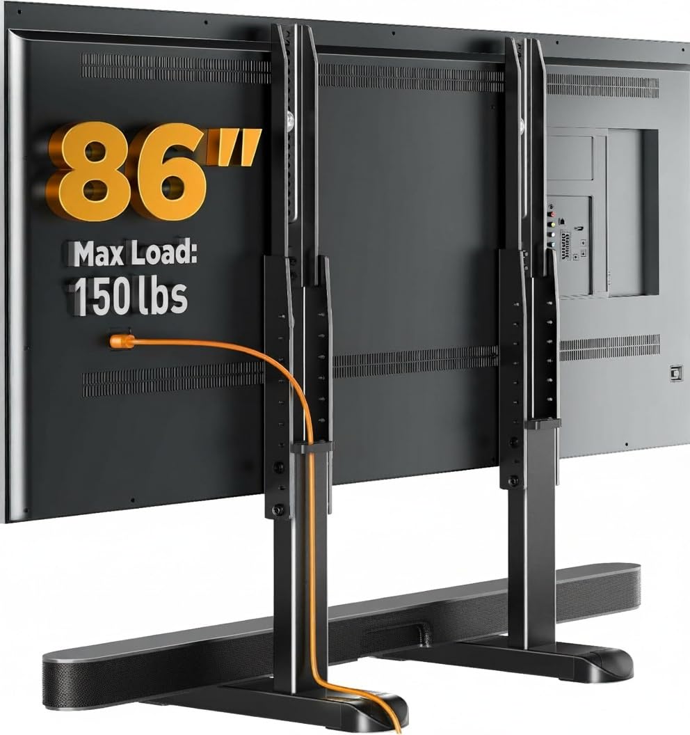 Perlegear Universal TV Stand Legs for Most 37–86 Inch TVs up to 150 lbs, Height Adjustable TV Legs Replacement Suitable for Soundbar, Table Top Stand Base Max VESA 800 x 500mm, PGTVS20
