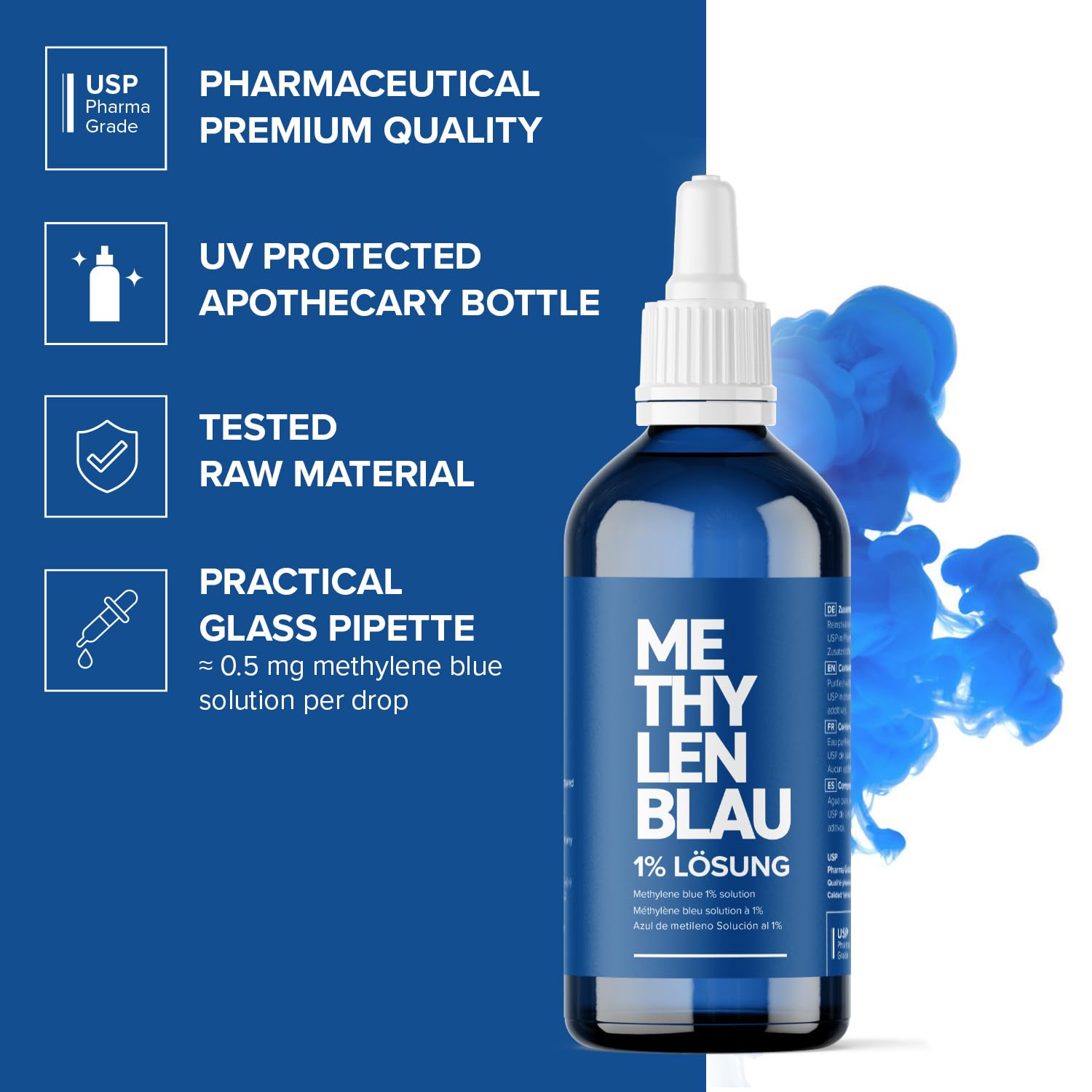 Blu di Metilene 1% USP Qualità Farmaceutica 2x100 ml JUNALI Prodotto in Germania
