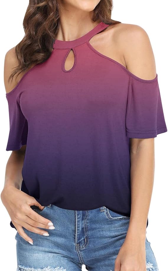 Amazon Gabrioir ブラウス レディース オフィス Tシャツ 半袖 ゆったり 韓国 シャツ 肩出し クルーネック カットソー おしゃれ Tシャツ 大きいサイズ ストリート 夏 トップス 個性 ファッション カジュアル 人気 通勤 通学 Tシャツ カットソー 通販