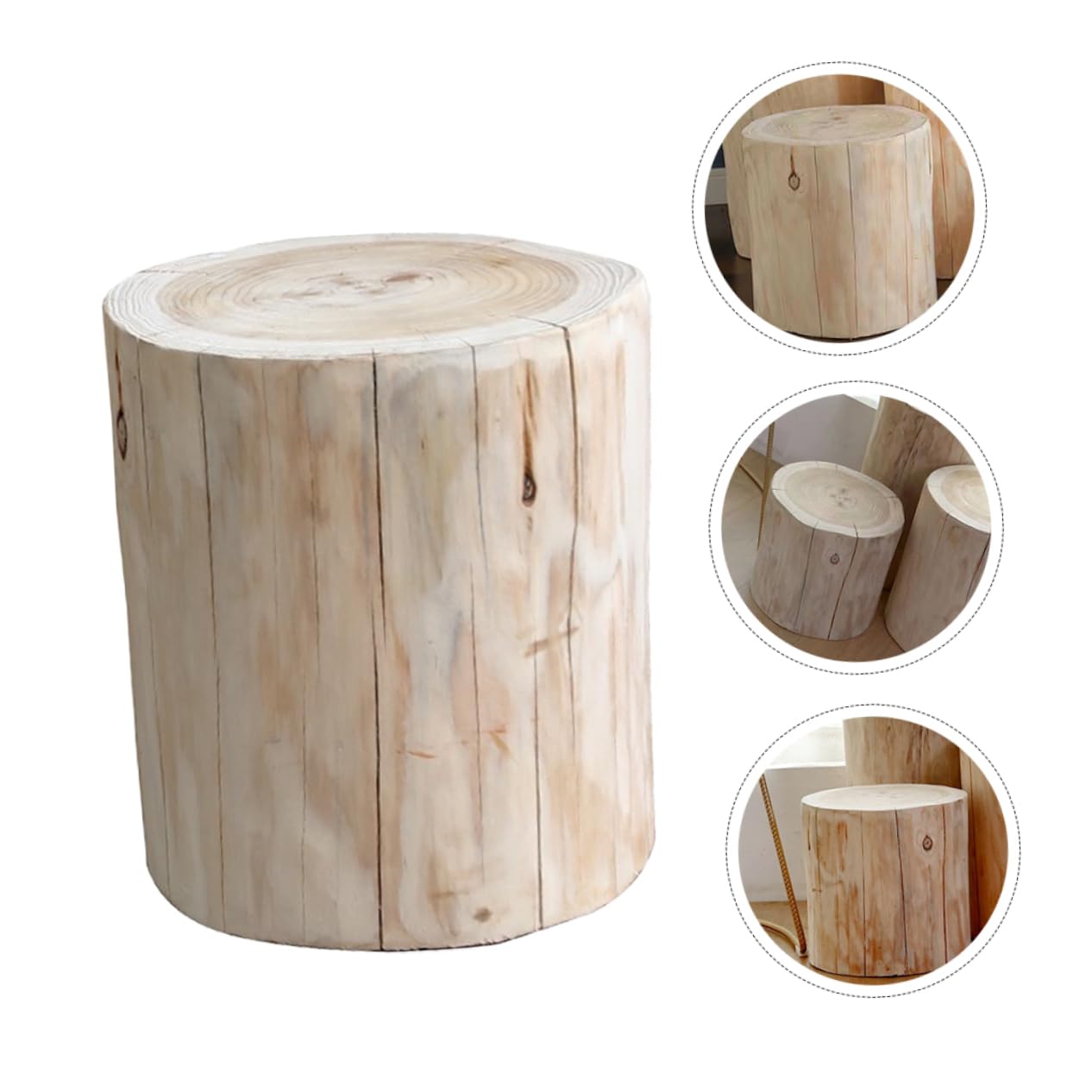 PartyKindom Taburete Pequeño de Madera Maciza Multiusos para Exterior E Interior Superficie Lisa y Diseño Natural Adecuado como Mesita de Noche o Banco Decorativo